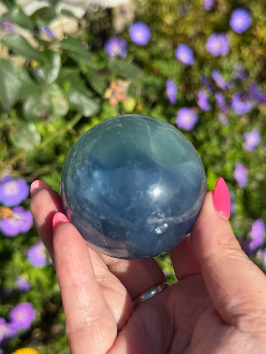 High Quality Blue Fluorite Sphere 5.5cm Dia