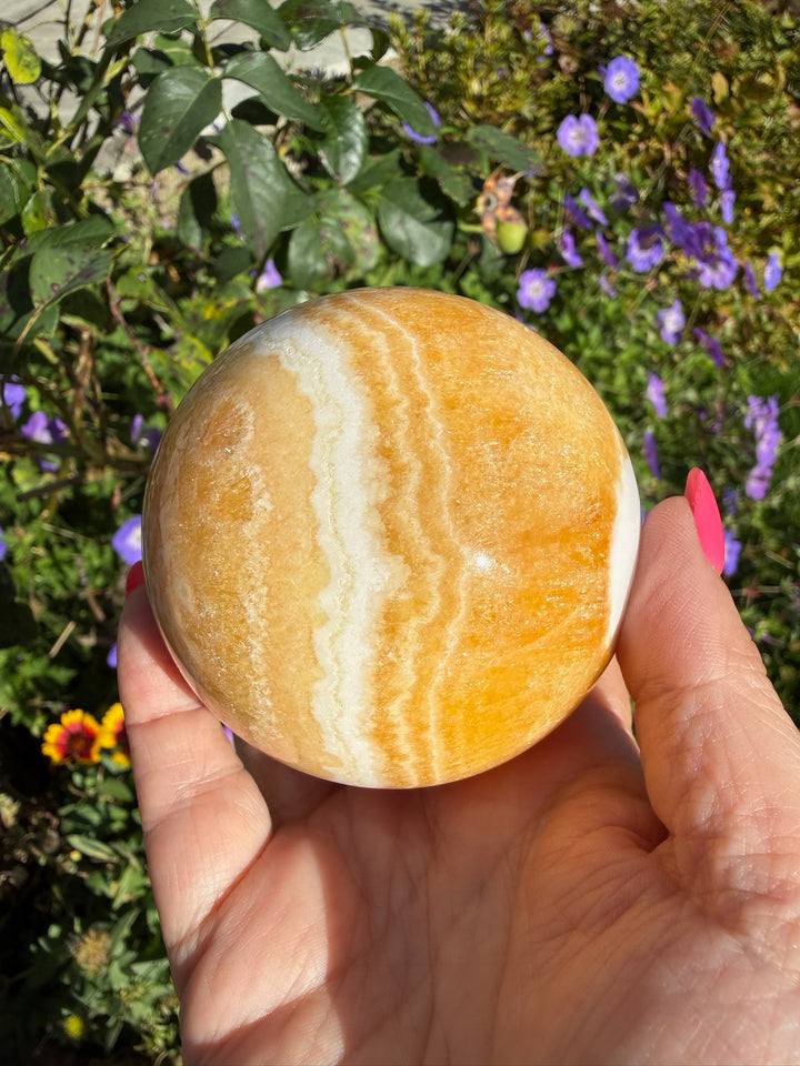 Orange Calcite Sphere 7.1cm Dia