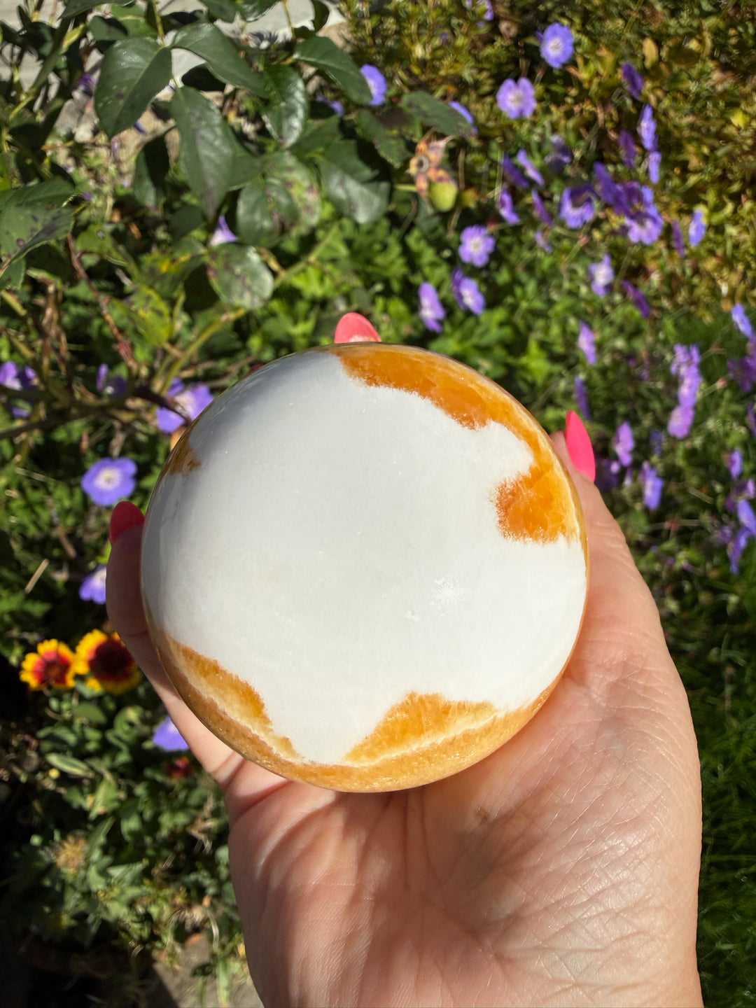 Orange Calcite Sphere 7.1cm Dia
