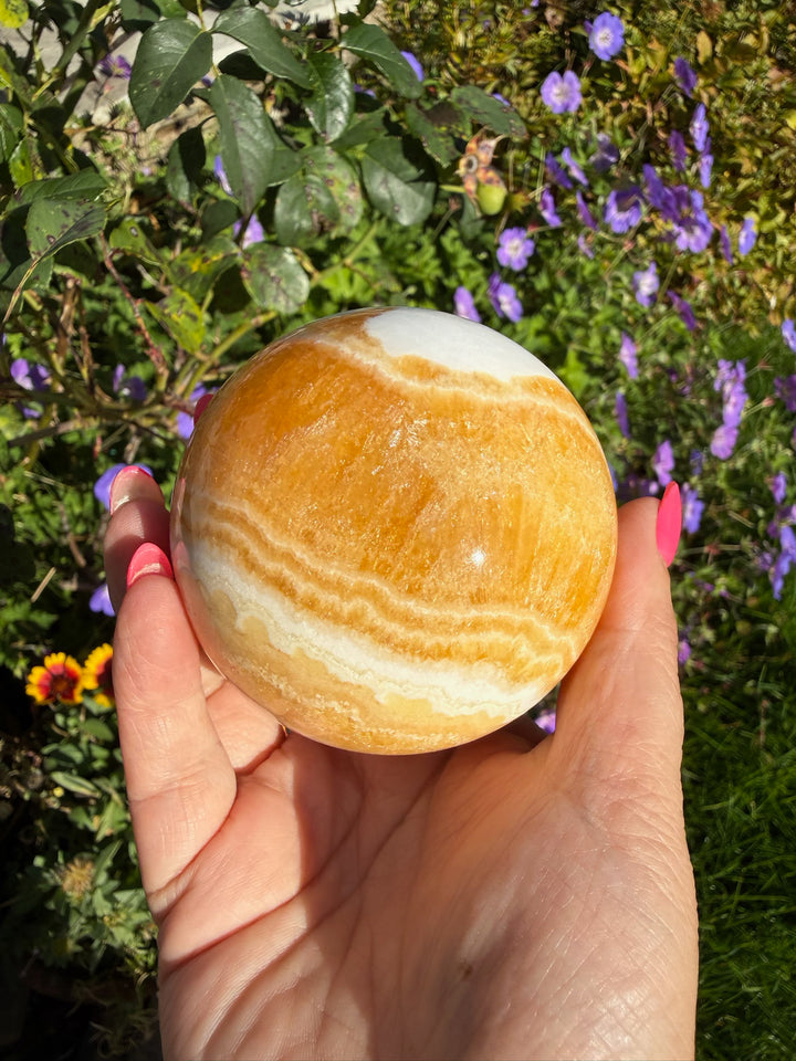 Orange Calcite Sphere 7.1cm Dia