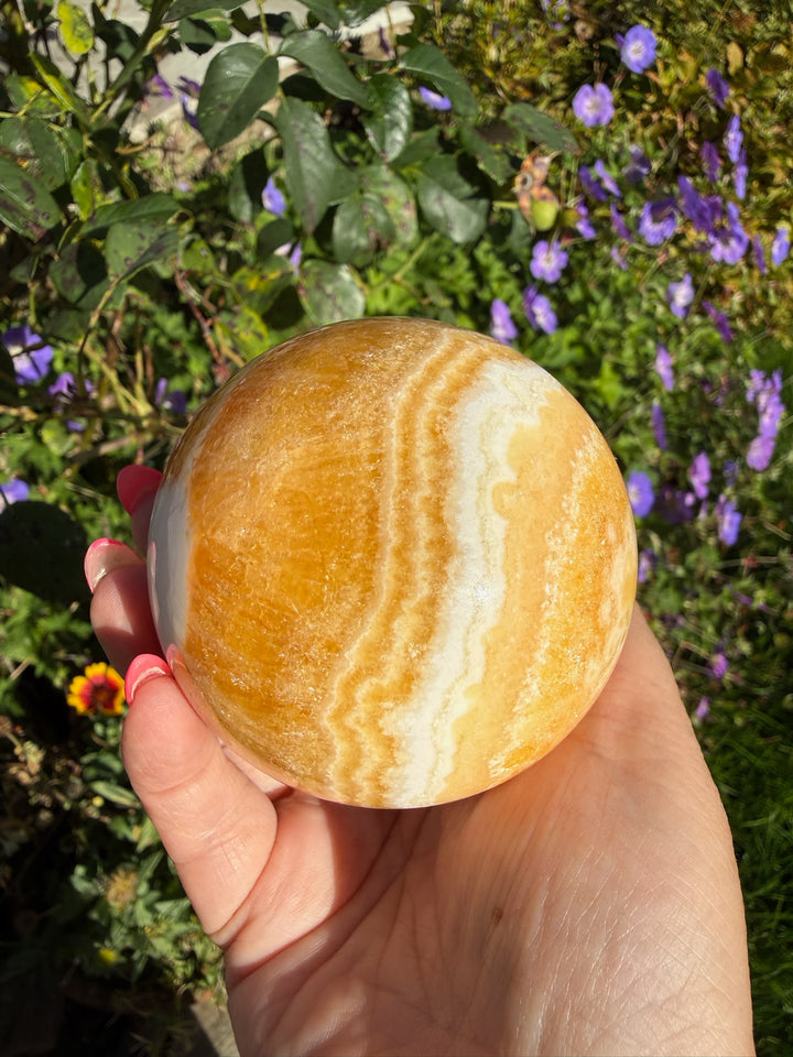 Orange Calcite Sphere 7.1cm Dia
