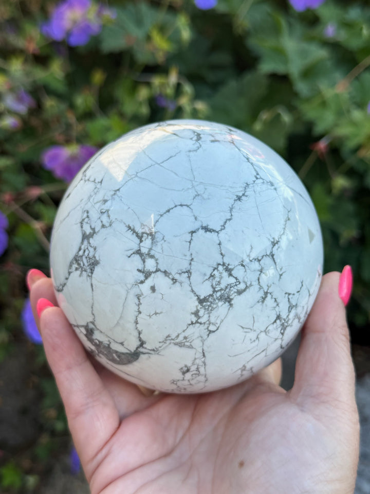 Large White Howlite Sphere 9.6cm dia