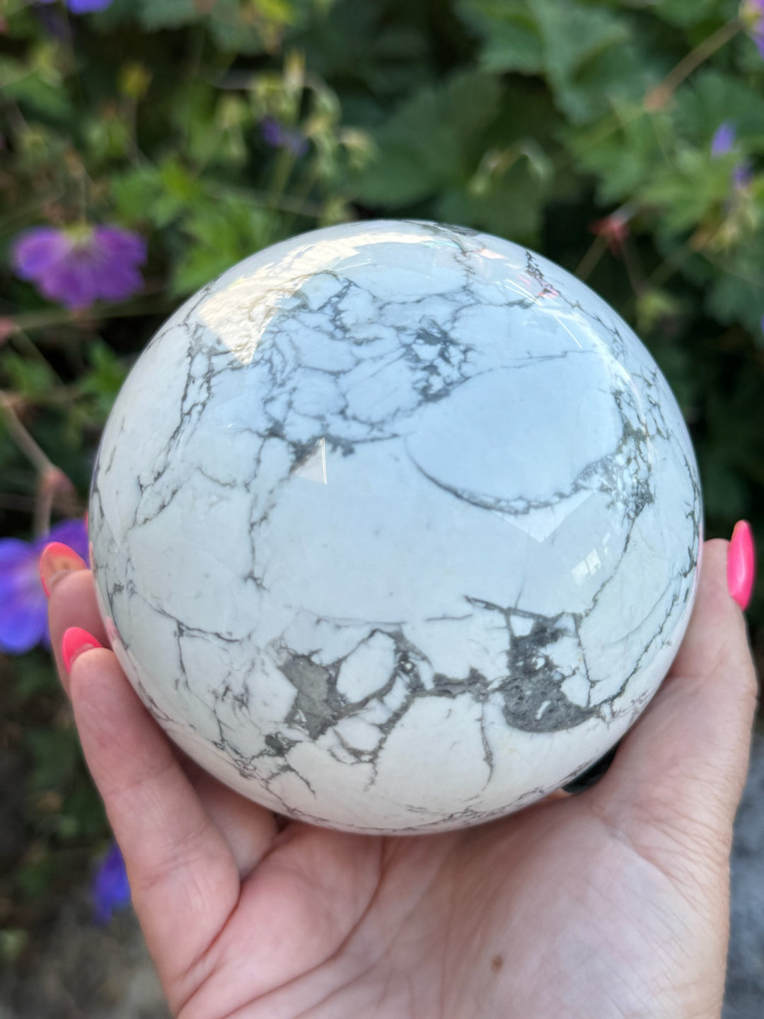 Large White Howlite Sphere 9.6cm dia