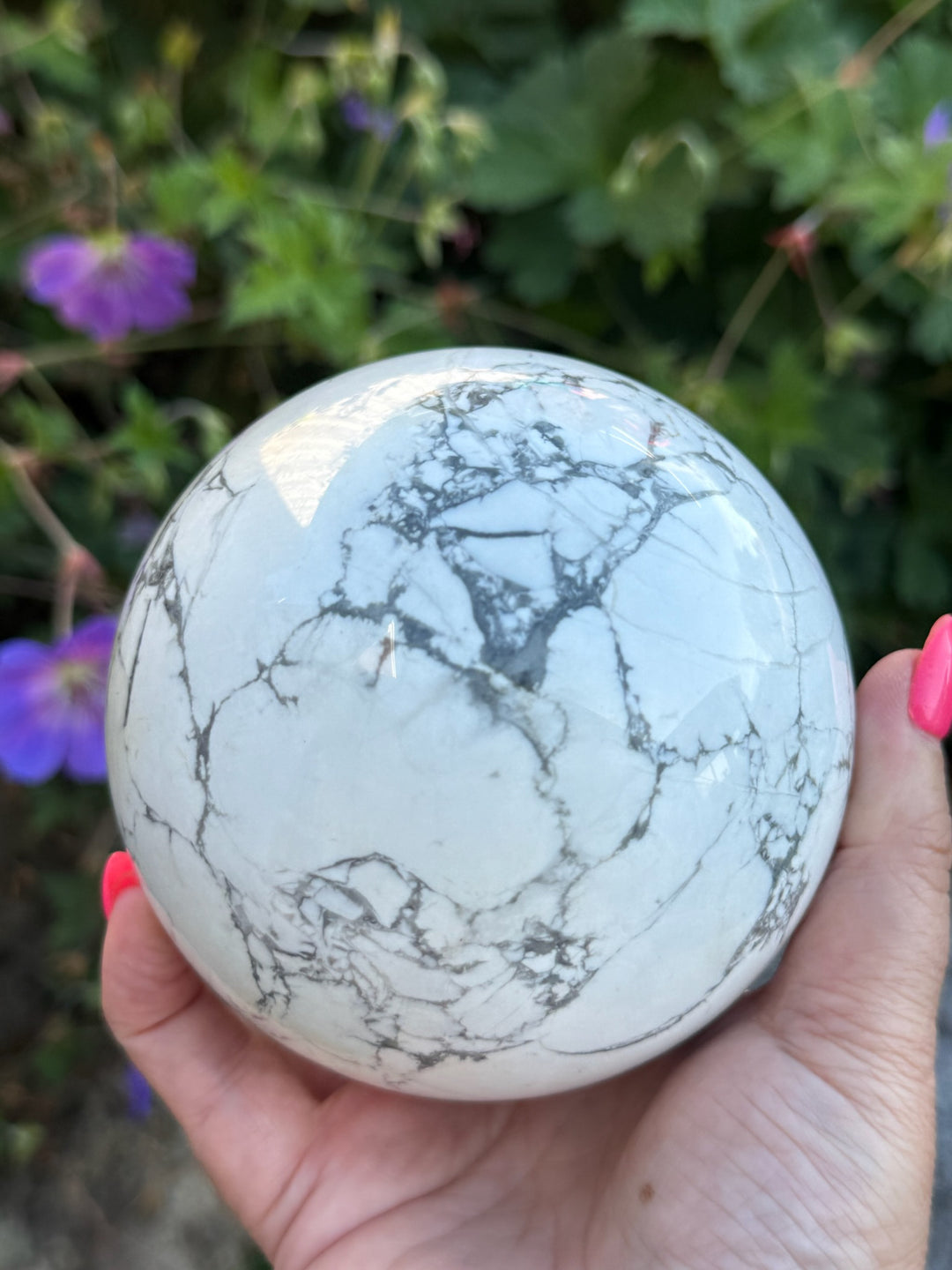 Large White Howlite Sphere 9.6cm dia