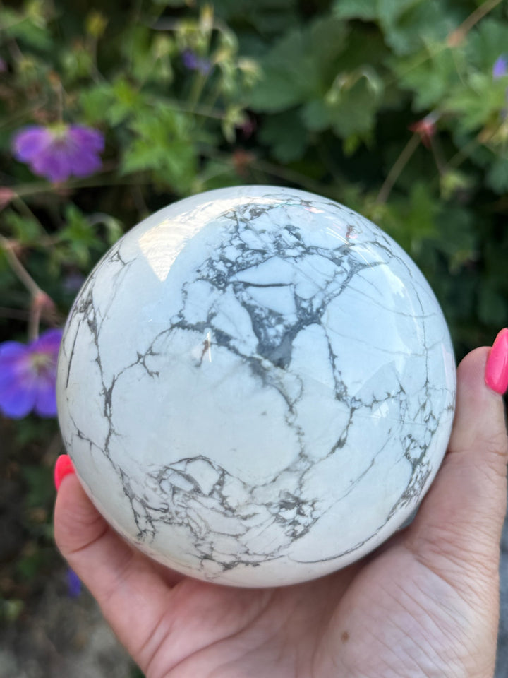 Large White Howlite Sphere 9.6cm dia
