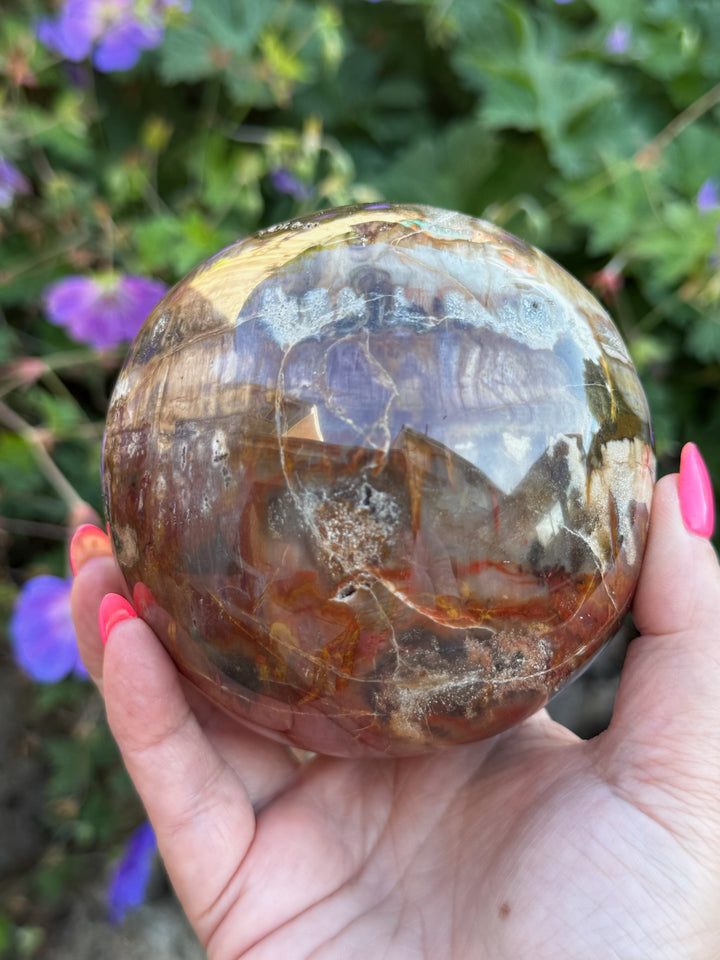 Large Petrified Wood Sphere from Madagascar 9.5cm Dia