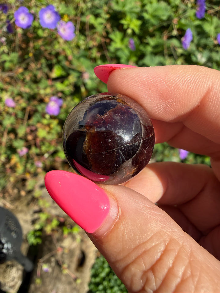 Garnet Sphere from India  2.2cm Dia