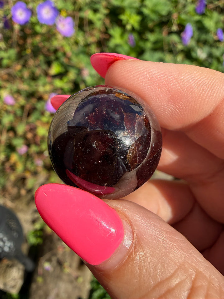 Garnet Sphere from India  2.2cm Dia