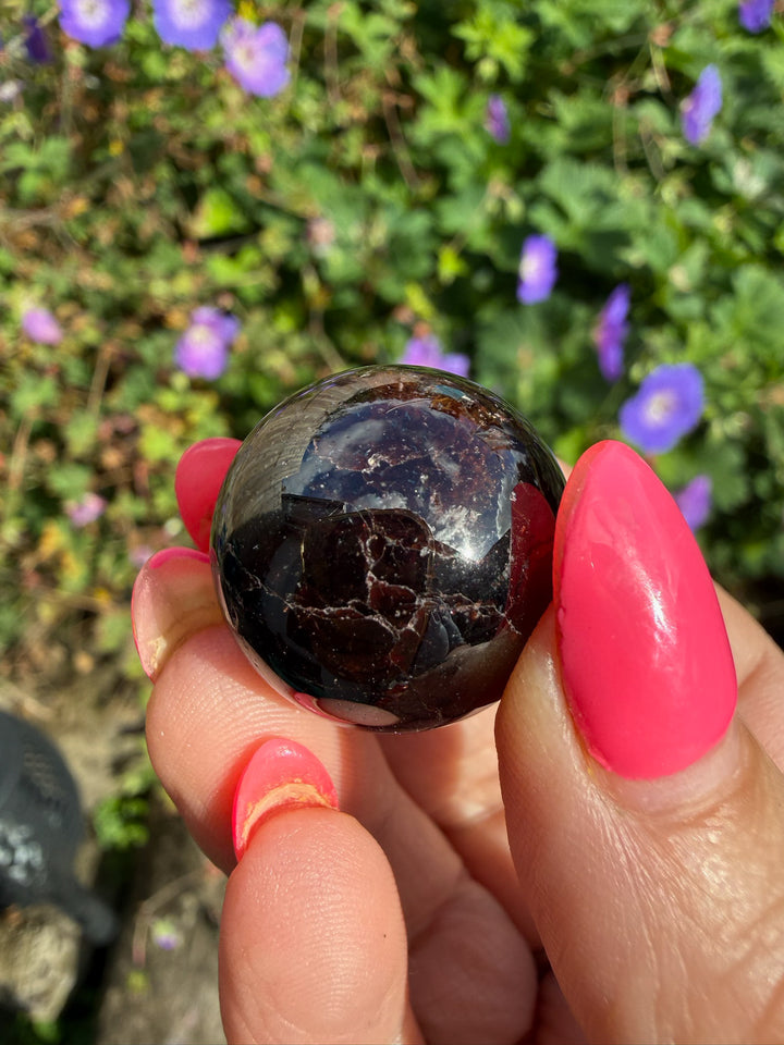 Garnet Sphere from India 2.2cm Dia