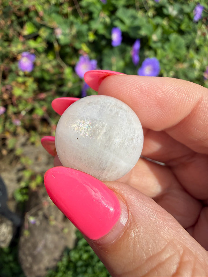 Blue Flash Moonstone Sphere from India 2cm Dia