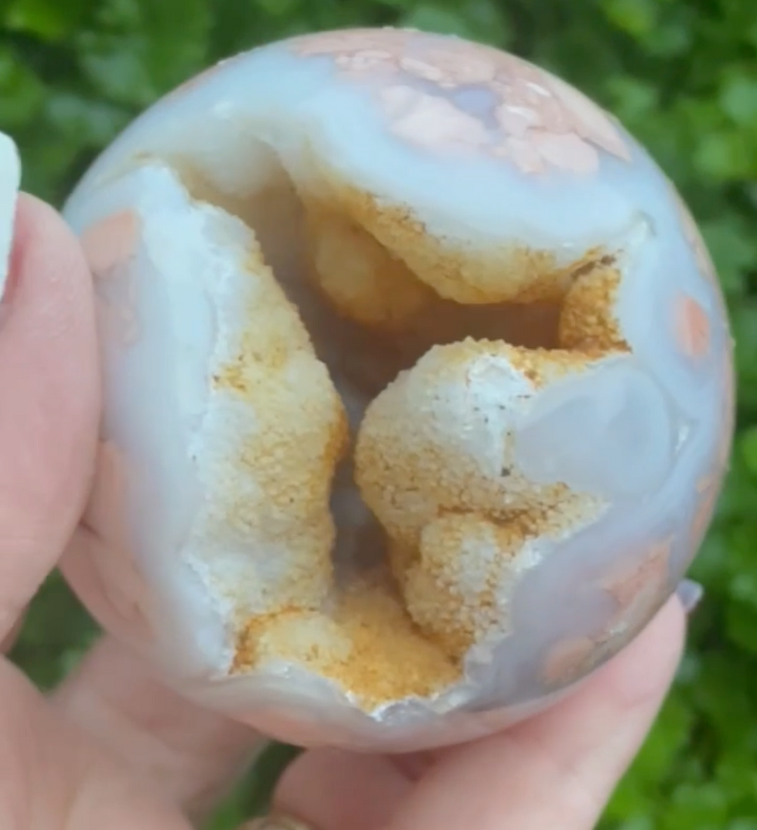 Pink Agate and Chalcedony Sphere