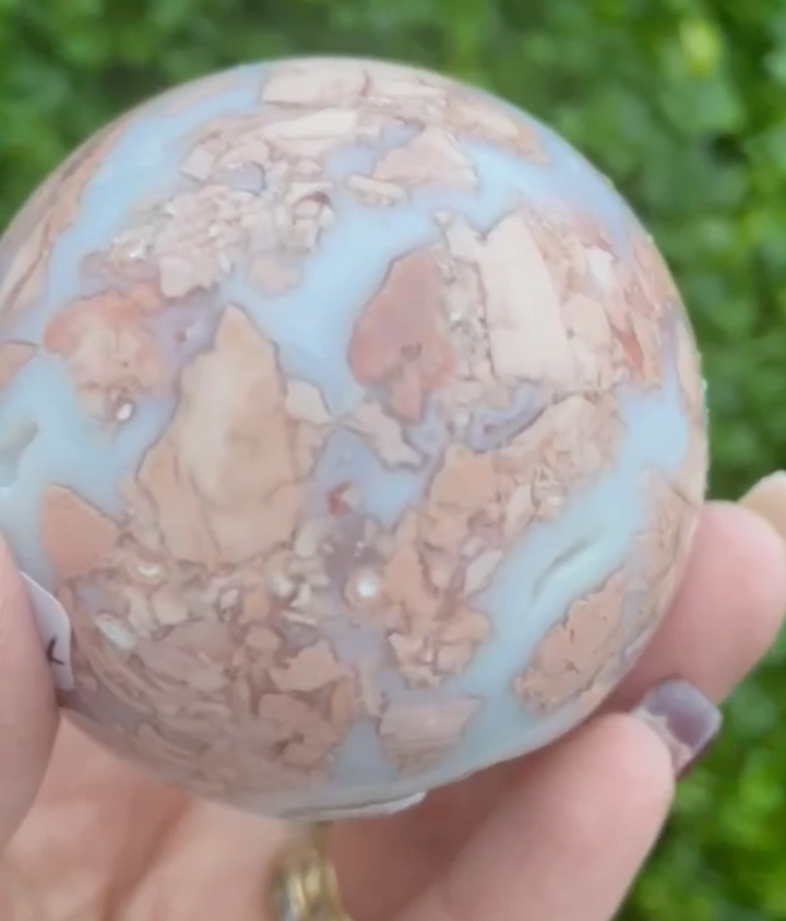 Pink Agate and Chalcedony Sphere