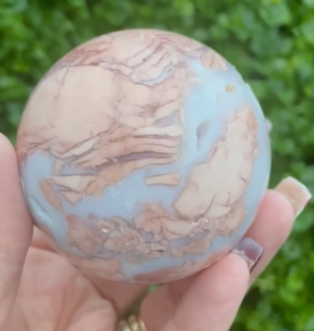 Pink Agate and Chalcedony Sphere