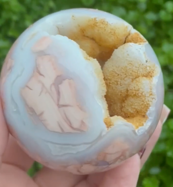 Pink Agate and Chalcedony Sphere