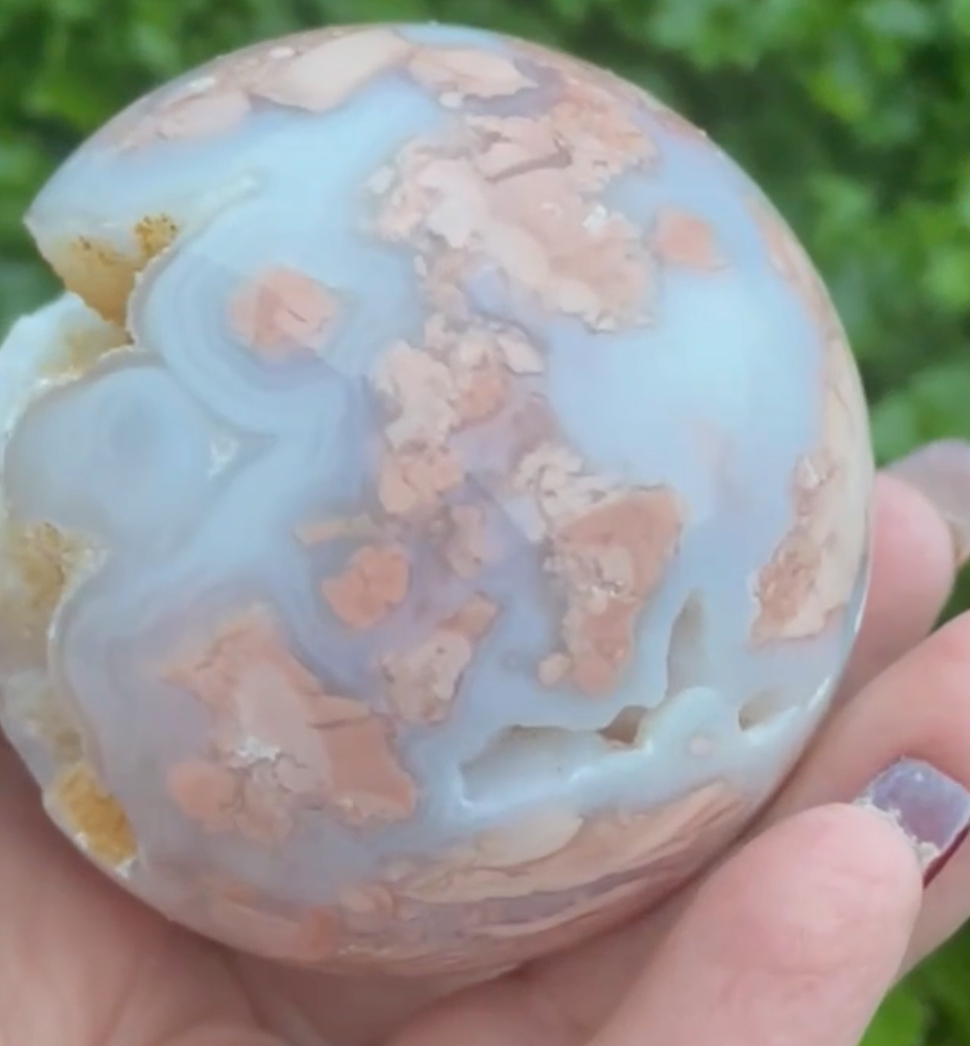 Pink Agate and Chalcedony Sphere
