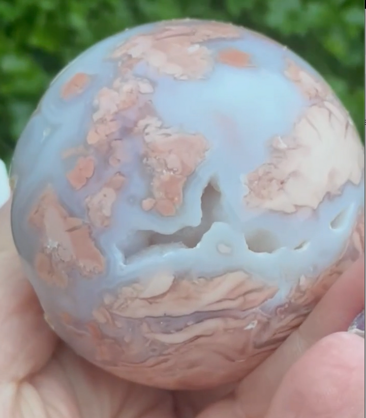 Pink Agate and Chalcedony Sphere