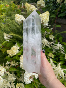 Large Special Blue Feather Quartz Tower with Stand