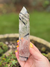 Load image into Gallery viewer, Black Tourmaline in Quartz Tower
