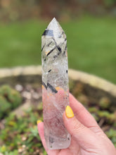 Load image into Gallery viewer, Black Tourmaline in Quartz Tower
