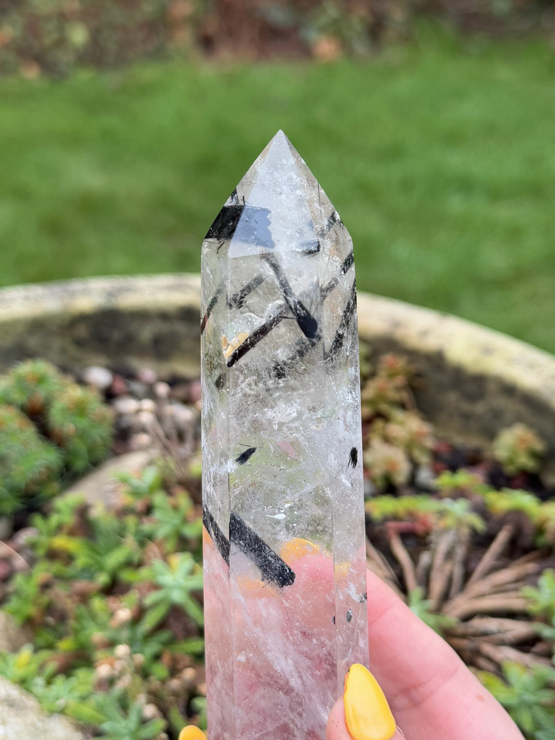Black Tourmaline in Quartz Tower
