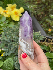 Amethyst and Crazy Lace Agate Tower from Mexico