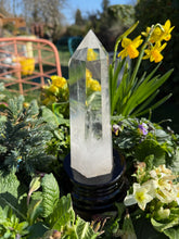Load image into Gallery viewer, Blue Needle Quartz Tower with Stand
