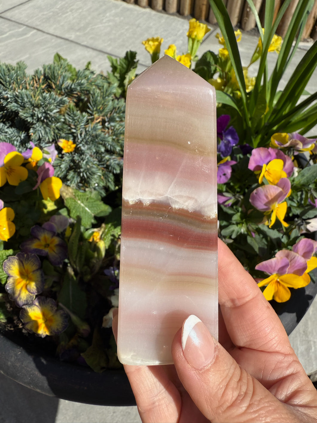 Pink Banded Calcite Tower
