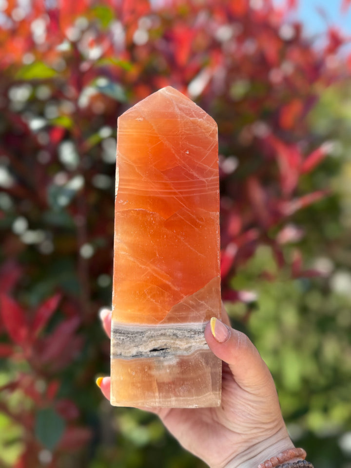 Large Honey Calcite Tower