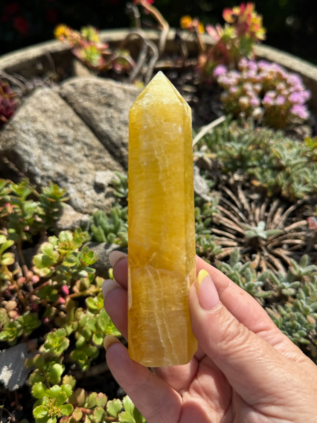Yellow Fluorite Tower Carving