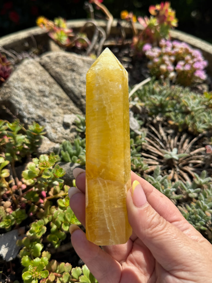 Yellow Fluorite Tower Carving