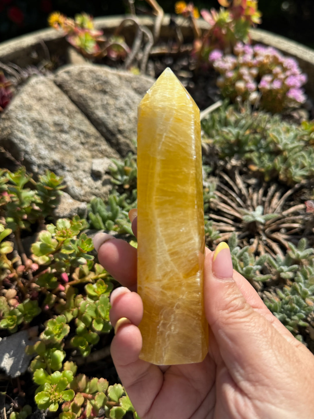Yellow Fluorite Tower Carving