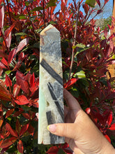 Load image into Gallery viewer, Large Calcite Black Tourmaline and Hematite Tower
