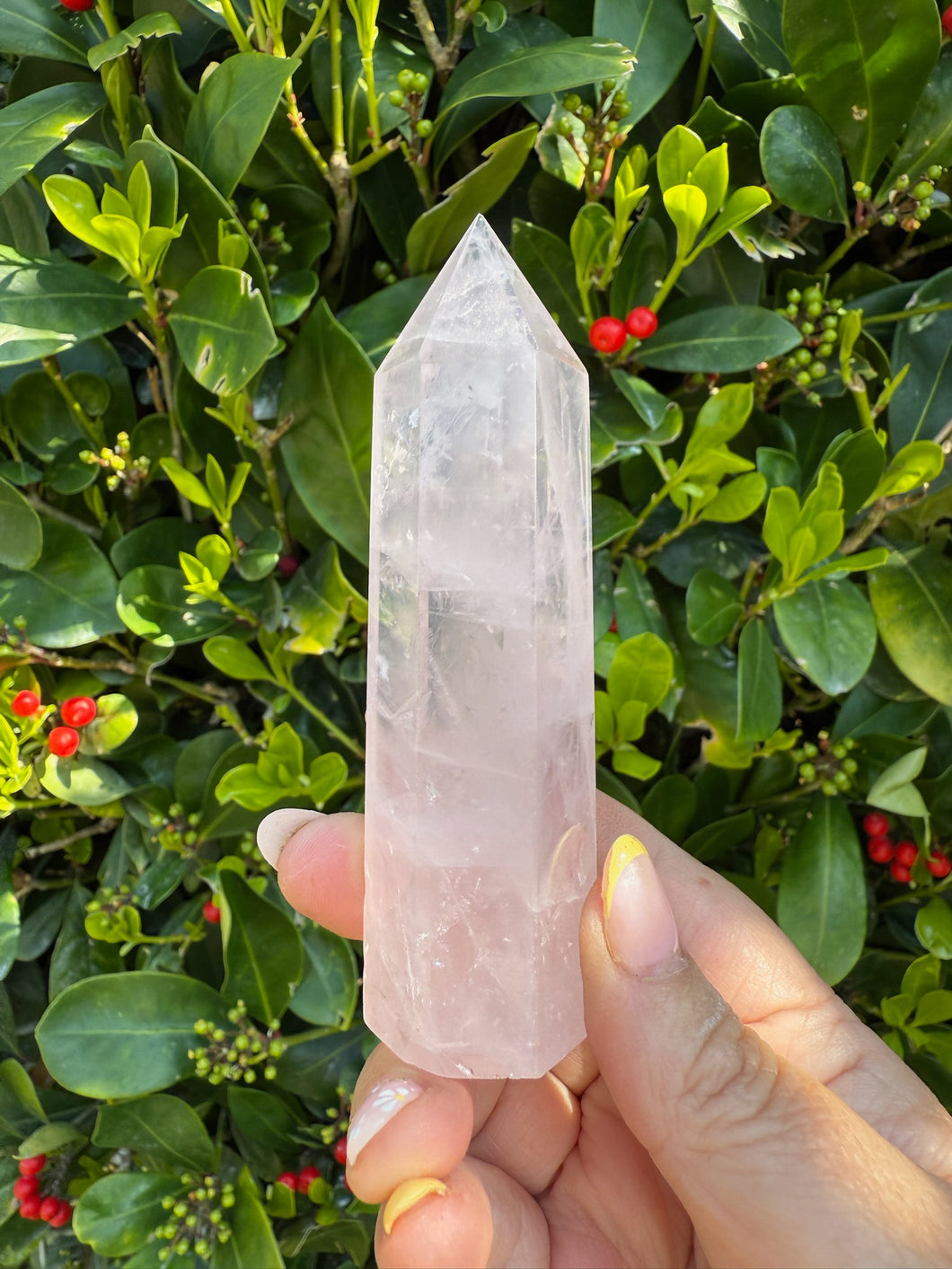 Jelly Rose Quartz Tower Carving
