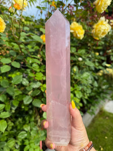 Large Gemmy Rose Quartz Tower Carving