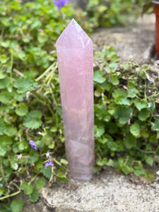 Large Gemmy Rose Quartz Tower Carving