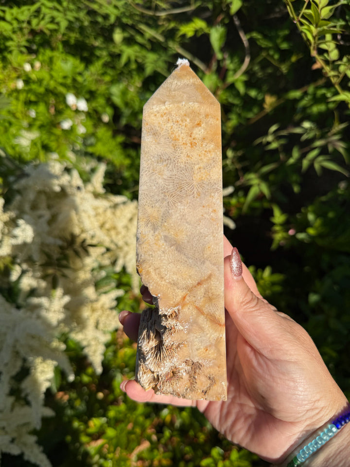 Large Fossilised Coral Tower Carving