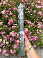 Load image into Gallery viewer, Large moss Agate Tower Carving
