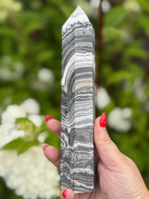 Load image into Gallery viewer, Large Unusual Banded Calcite Tower Carving
