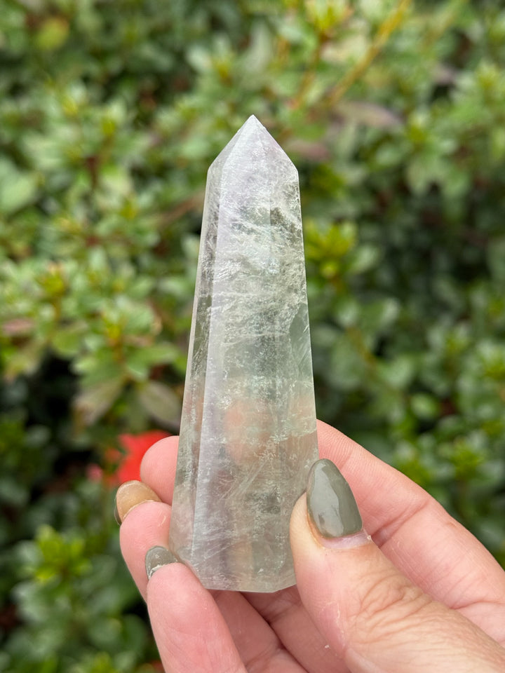 Mint Green Fluorite Tower with Purple Banding