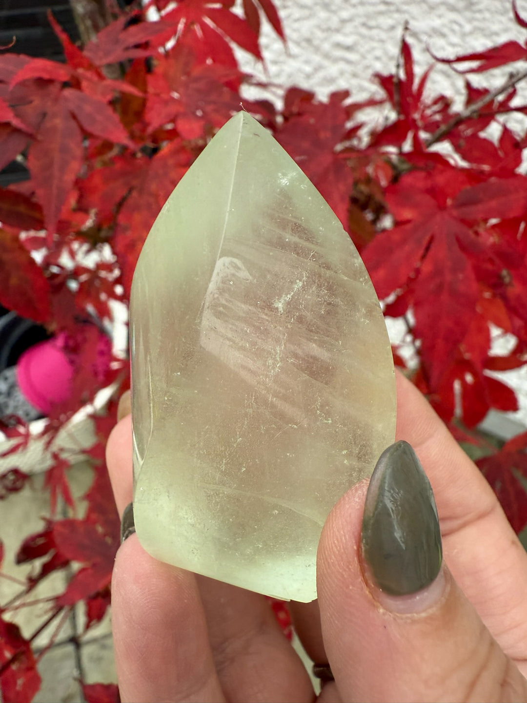 Mint Green Fluorite Flame Carving