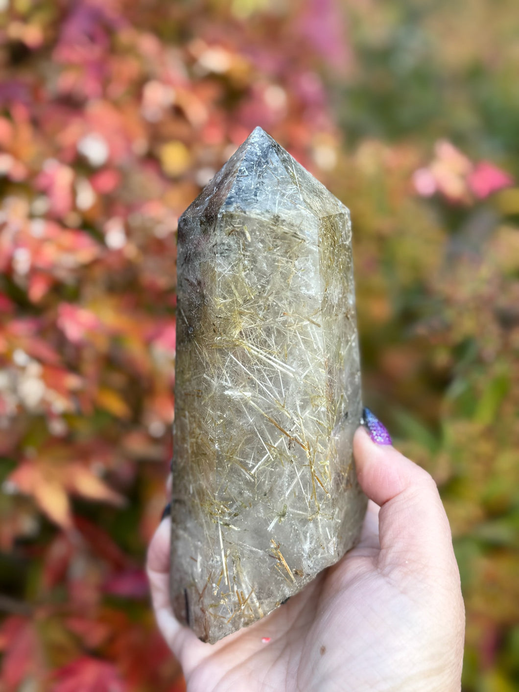 Large Saturated Rutile Quartz Tower with Stand