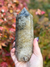 Load image into Gallery viewer, Large Saturated Rutile Quartz Tower with Stand
