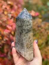 Load image into Gallery viewer, Large Saturated Rutile Quartz Tower with Stand
