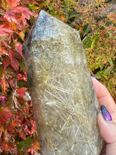 Load image into Gallery viewer, Large Saturated Rutile Quartz Tower with Stand
