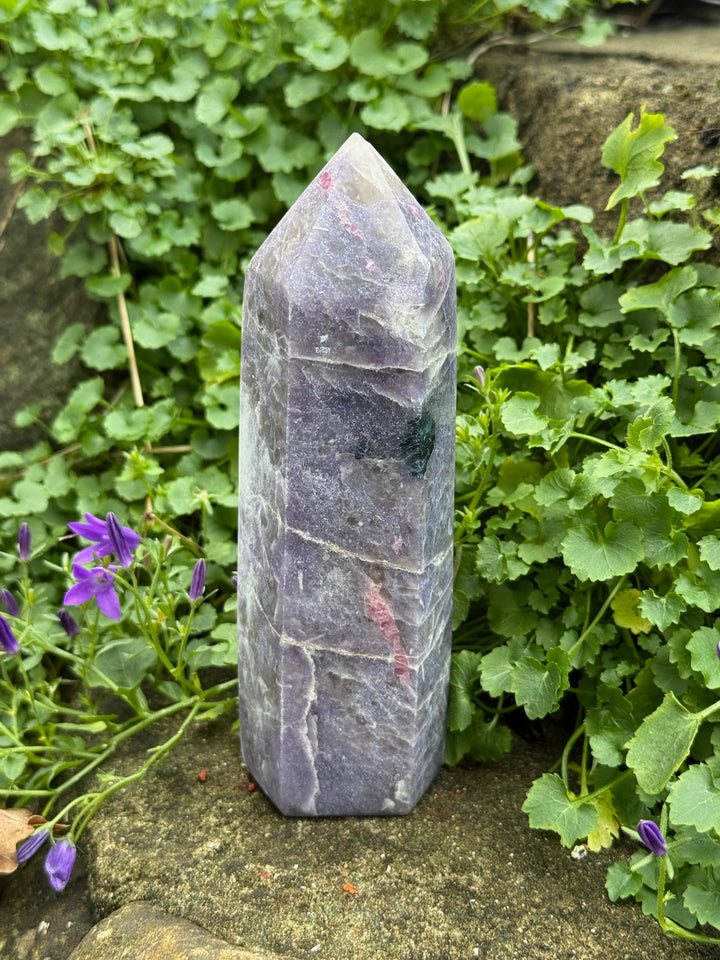 Large Unicorn Stone Tower Lepidolite and Tourmaline
