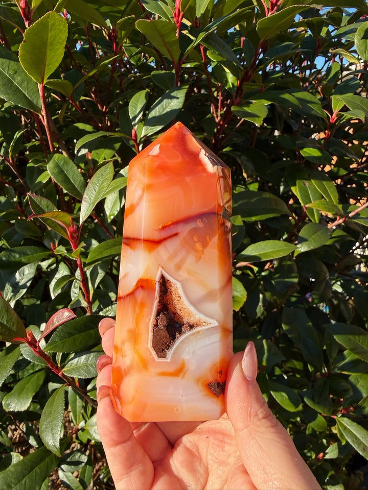Carnelian Tower with Druzy