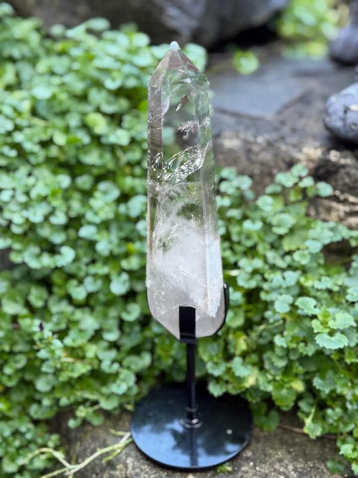 Smoky Quartz Tower Point on a Custom Stand