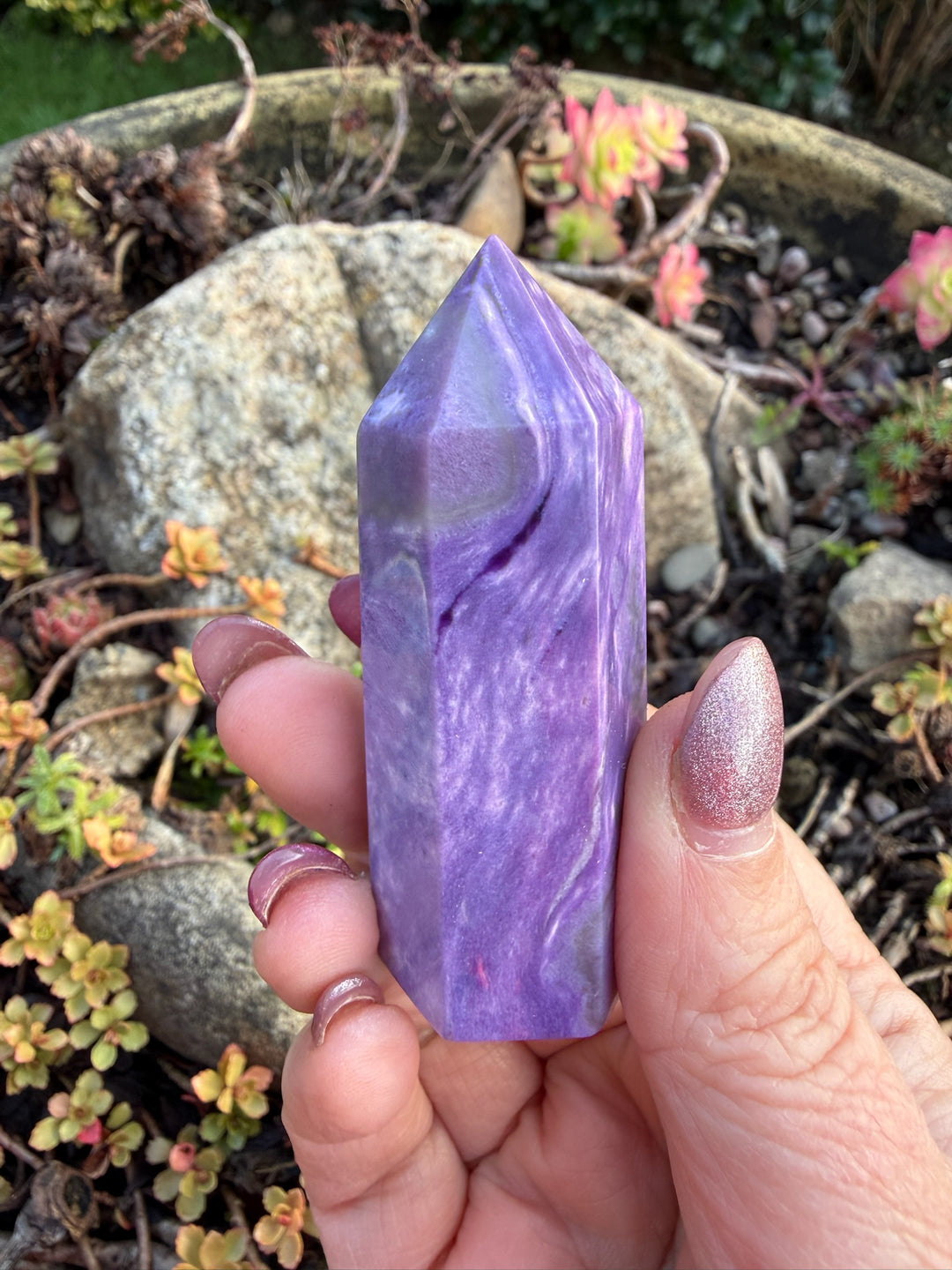 Charoite Tower Carving