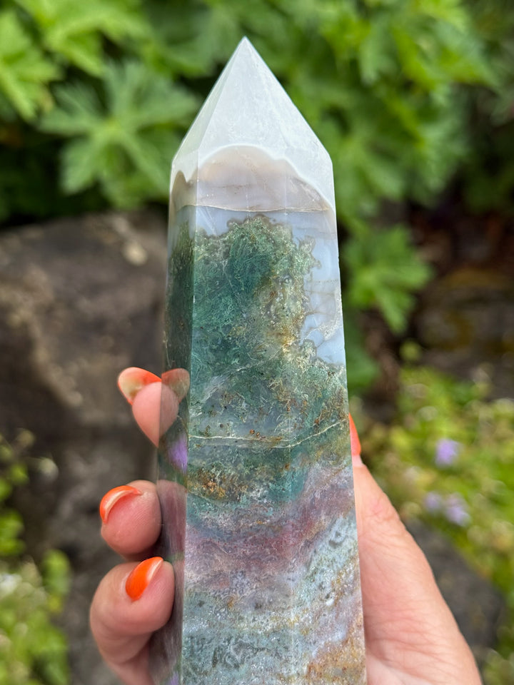 Quality Moss Agate Tower