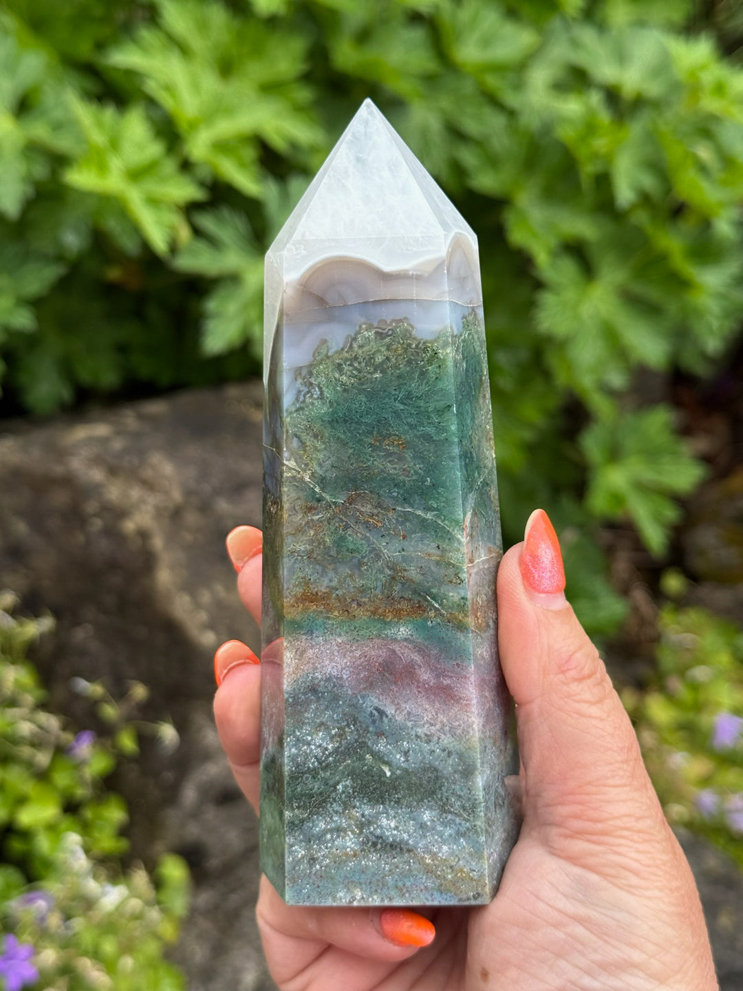 Quality Moss Agate Tower